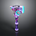 Sci Fi Mechanical Hammer Design With Purple Pink Blue Accents And Intricate Details