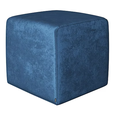 Blue Square Soft Velvet Ottoman with Textured Surface for Living Room 3d model