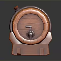 Wooden Barrel With Metal Hoops Spigot And Stand Vintage Decorative Design