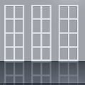 Three White Industrial Panel Doors Featuring Glass Inserts For Facilities