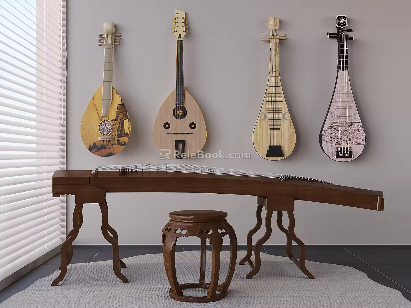 Musical Instruments Guzheng Pipa Guitar 3d model