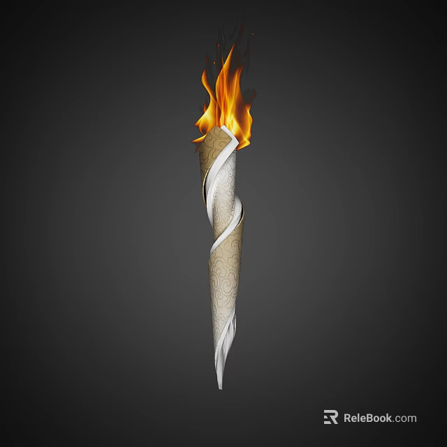 High Quality Sports Equipment Burning Torch with Spiral Design and Bright Flame for Athletic Events 3d model 