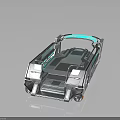Futuristic Cosmic Space Vehicle With Aerodynamic Metallic Design And Blue Transparent Panels
