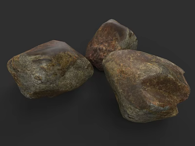 Natural Textured Stone Materials Featuring Three Decorative Stones For Home Interior Design 3d model