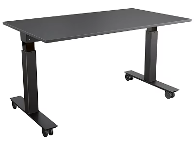 Modern Adjustable Height Desk With Rolling Wheels Metal Frame And Spacious Top 3d model