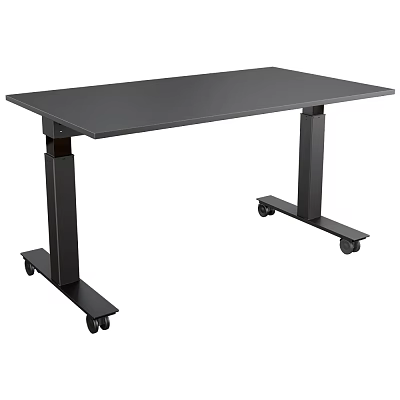 Modern Adjustable Height Desk With Rolling Wheels Metal Frame And Spacious Top 3d model