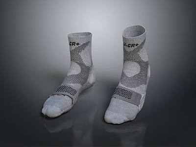 GOR Gray Mid Calf Socks With Breathable Pattern And Comfortable Fit 3d model