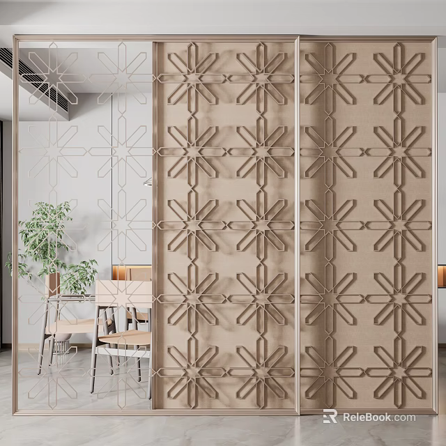 Modern Intricate Floral Pattern Room Divider For Elegant Interior Decor 3d model