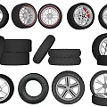 Various Car Tires And Wheels Collection With Different Rim Designs And Styles