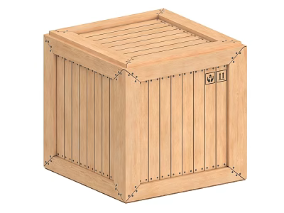 Wooden Crate With Slatted Design And Metal Nails For Storage Transport Use 3d model