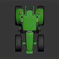 Green Tractor With Large Black Tires Yellow Rims And Spacious Cab Design Details