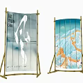 Chinese Style Bamboo Frame Screens With East Style China Art And Wave Designs