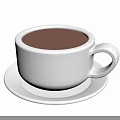 Hot Brown Beverage In White Cup On Saucer With Creamy Texture