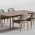 Modern Wooden Dining Table Set With Four Upholstered Chairs And Sleek Design 3d model
