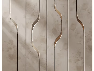 Modern Wall Decor Featuring Curved Metallic Lines on Textured Background 3d model