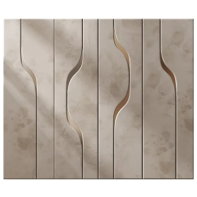 Modern Wall Decor Featuring Curved Metallic Lines on Textured Background 3d model
