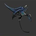 3D Designed Horned Blue Creature Inspired Character Helmet With Detailed Features