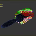 Durable Brush With Black Handle And Blue Bristles On Gray Background