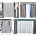 Stylish Window Curtains With Various Designs Colors And Decorative Valances 3d model