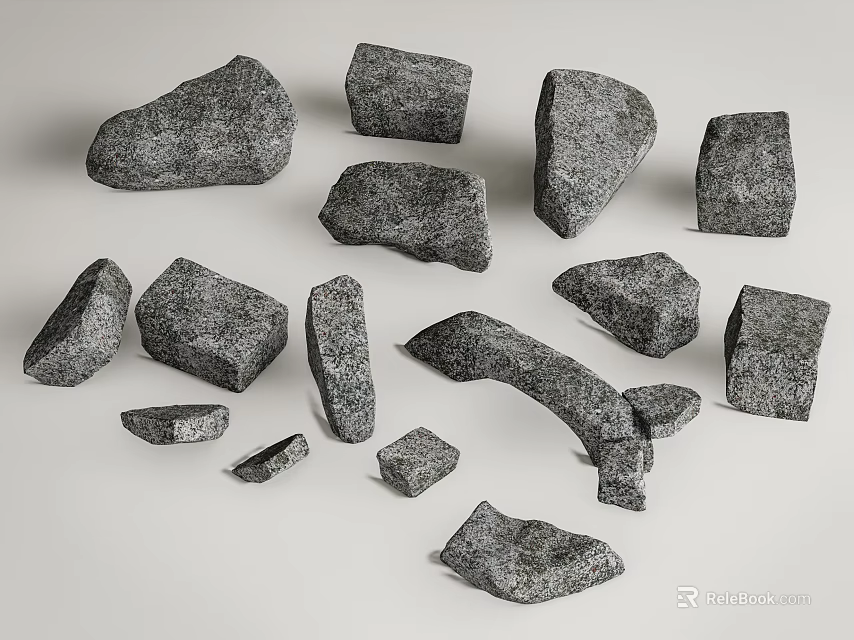 Natural Stone Collection Featuring Various Shapes And Textures For Design Projects 3d model
