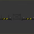 Black And Yellow Striped Industrial Equipment With Metal Support Frames And Arms