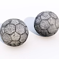 Stone Wood Soccer Ball Shaped Objects With Cracked Textured Surface On White Background