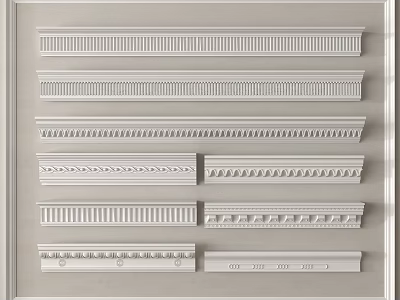 Gypsum Crown Molding Various Decorative Styles And Ornate Patterns For Interior Decoration 3d model