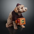 Small Brown Reptile Dressed In UPS Uniform With Hat Holding Package Box 3d model