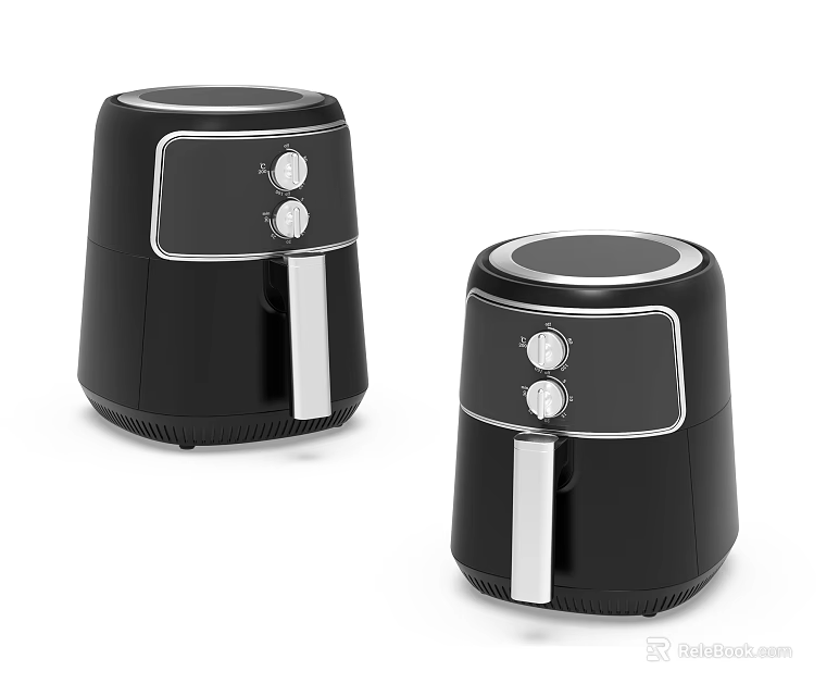 Modern Black Air Fryers With Digital Controls And Sleek Design For Kitchen 3d model 