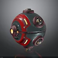 Spherical Cosmic Probe With Red Blue Metallic Shell And Multiple Lens Modules
