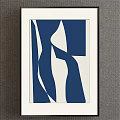 Blue And White Abstract Geometric Framed Wall Art Decor For Modern Home 3d model
