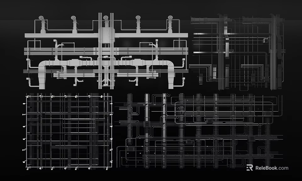Industrial Piping Engineering Design With Technical Layout And Mechanical Structures 3d model 