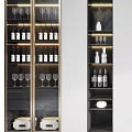 Modern Wine Cabinet With Glass Doors Wine Bottles Glasses And Decorative Items