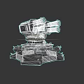 Automatic Turret Weapon With Multiple Glowing Barrels And Hexagonal Base 3d model