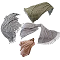 Assorted Scarves With Fringes In Different Colors And Patterned Designs