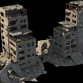 Ruined High Rise Building Components Featuring Collapsed Floors And Broken Walls Structure 3d model