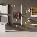 Wall Mounted Accessibility Aids Including Grab Bars Foldable Seats And Shelves 3d model