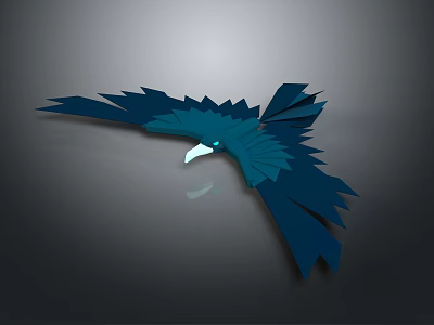 Dark Blue Paper Craft Eagle With Spread Wings On Dark Background 3d model
