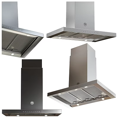 Stainless Steel Kitchen Range Hoods In Various Modern Styles As Essential Appliances 3d model