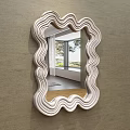 White Wavy Border Wall Mounted Mirror Reflecting Living Room Interior 3d model