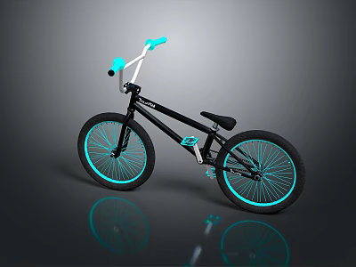 Black BMX Bike with Turquoise Wheels and Handlebars in Modern Design 3d model