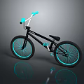 Black BMX Bike with Turquoise Wheels and Handlebars in Modern Design