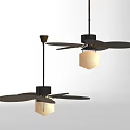 Two Black Ceiling Fans With Four Blades And Built In Lights For Home Use