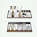 Bathroom Accessories Wall Mounted Shelves with Storage Bottles and Decorative Items