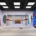 Modern Boxing Training Room With Hanging Punching Bags Mirrors And Fitness Equipment