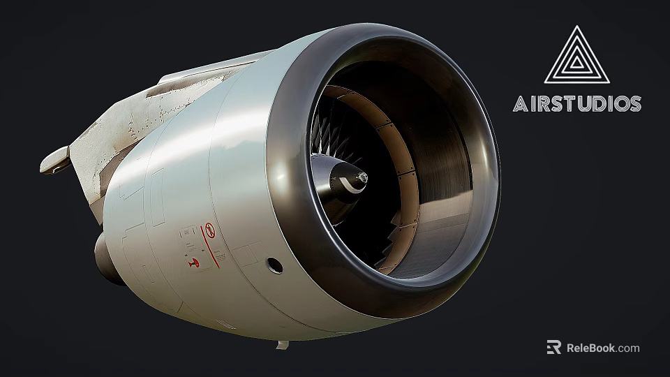 Industrial Aircraft Engine with Turbine Blades and Metal Casing for Aviation Industry 3d model 