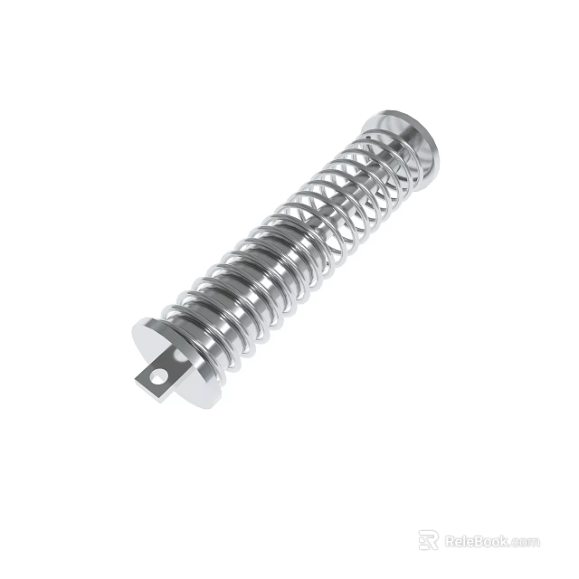Stainless Steel Coil Spring With Cylindrical Design And Mounting Base 3d model 