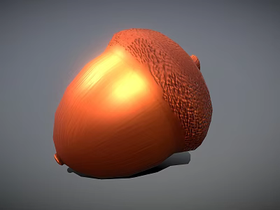 Orange Textured Acorn 3D Render With Shiny Surface And Detailed Cap 3d model