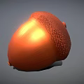 Orange Textured Acorn 3D Render With Shiny Surface And Detailed Cap 3d model