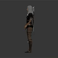 Gray Haired Fantasy Mythical Character Wearing Black Leather Armor With Axe